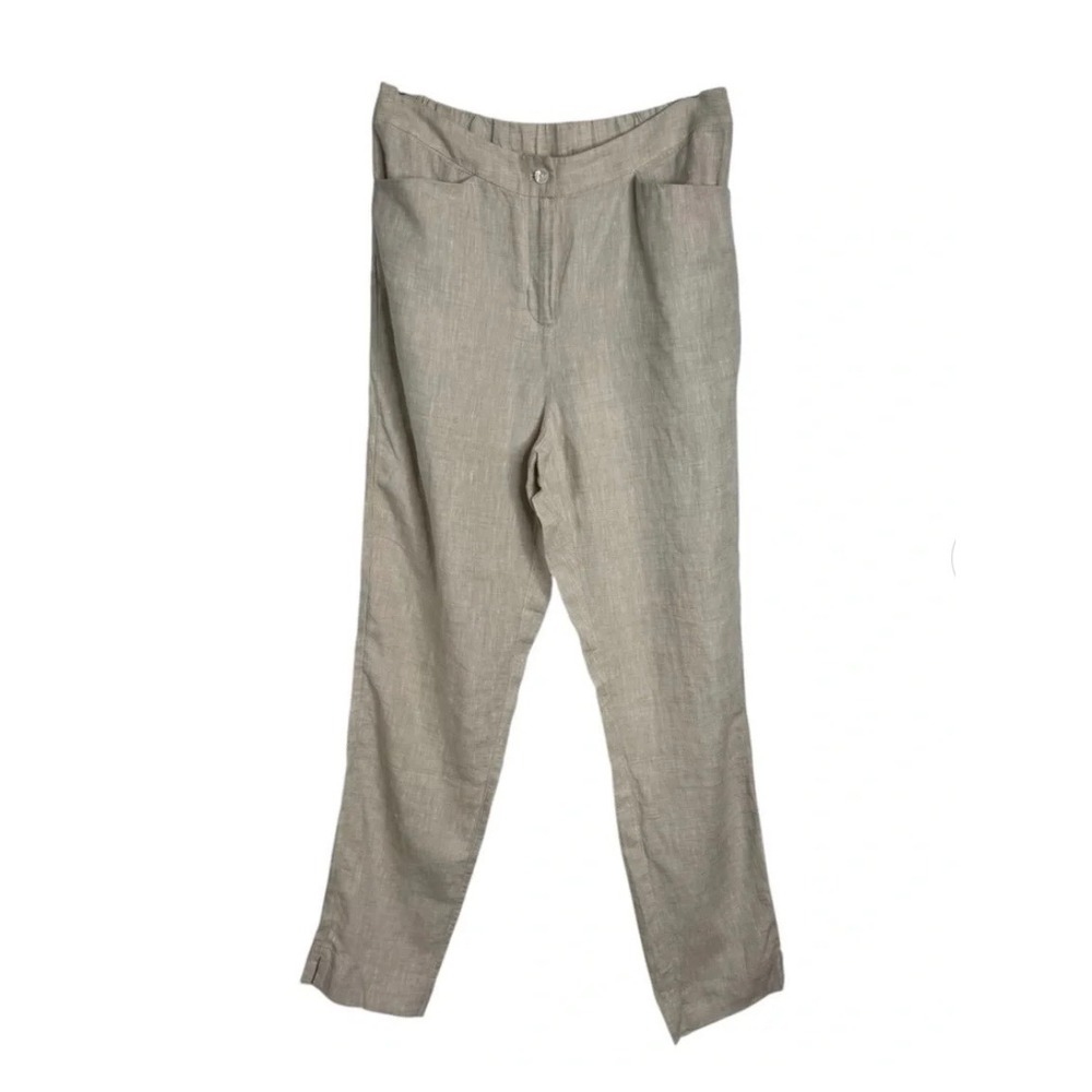 Chicos Tan 100% Linen Straight Leg Pants Women Size 0.5T US 6T